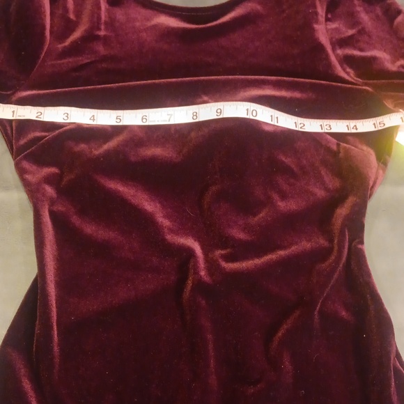 NWT. Johnny Wujek Chic Long Sleeve Velvet Dress in Plum/Deep Burgundy XS - Picture 8 of 14